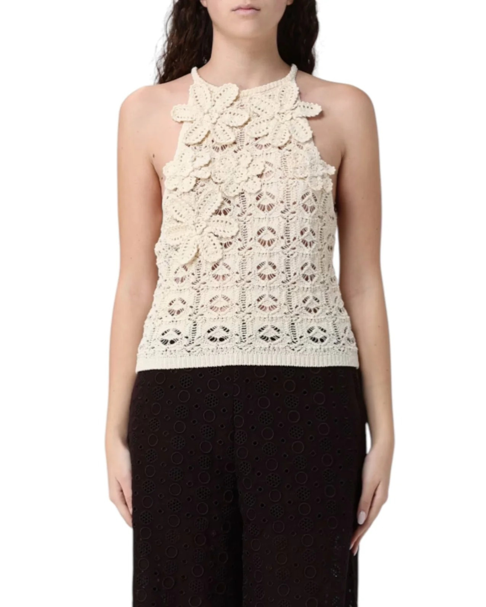 Top donna Nymphea Pinko in pizzo macramè