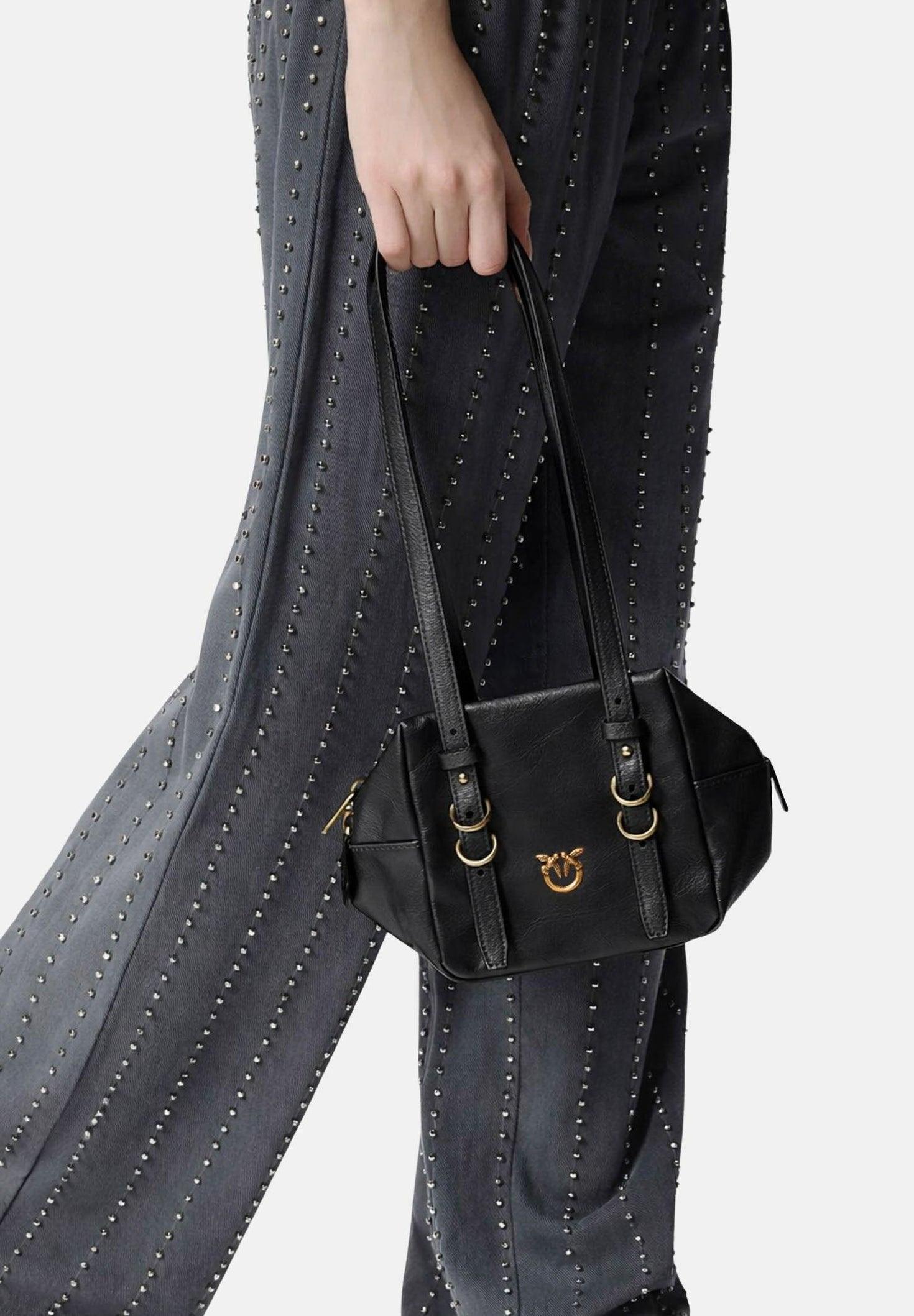Borsa a tracolla piccola Cubic Bag in pelle shiny<BR/> 106465A315 Z99Q PINKO 