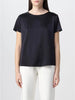 Blusa girocollo a maniche corte in raso di seta