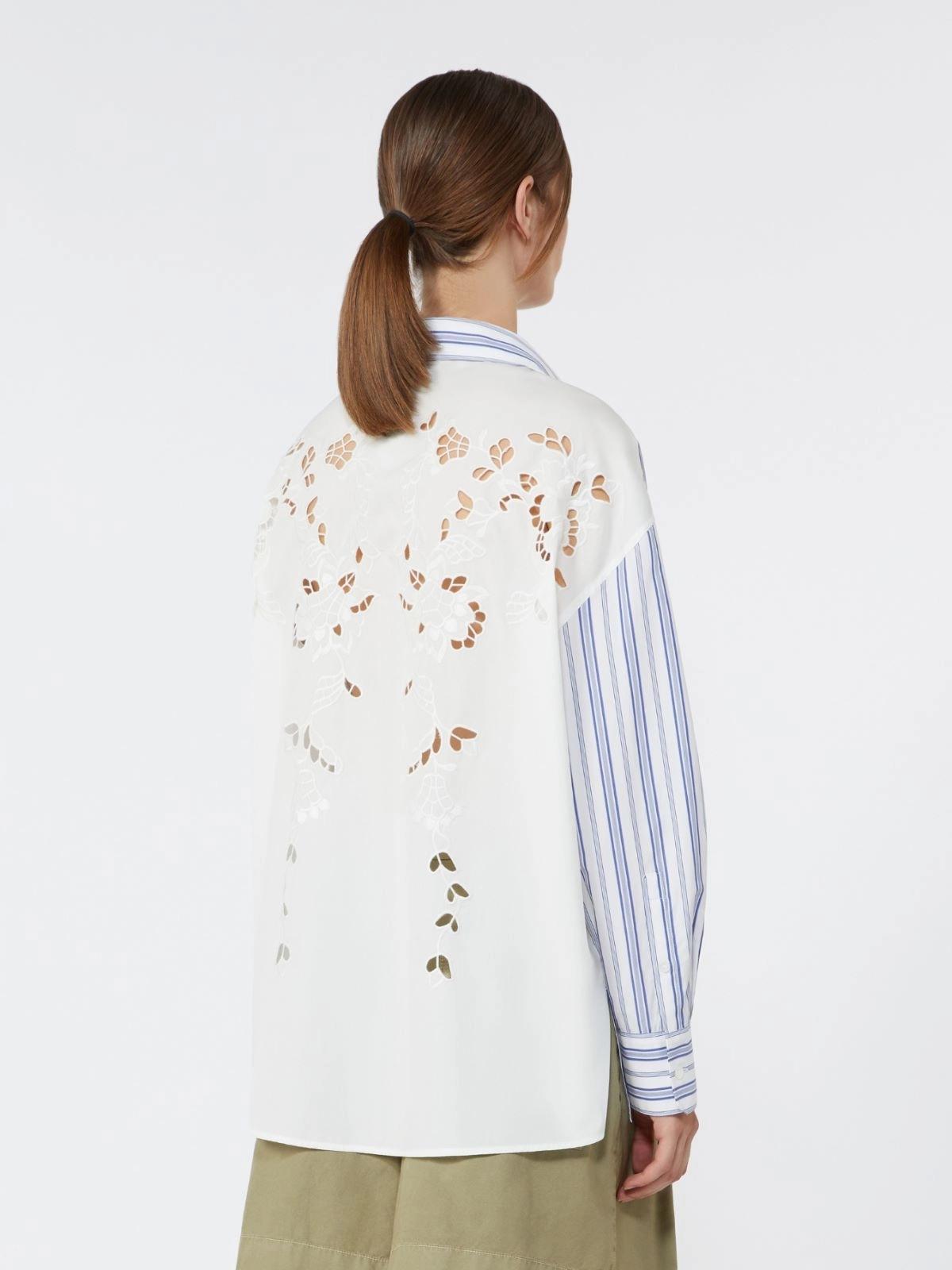 Camicia in cotone a righe e pizzo Sangallo - BLU<BR/> WKDTESSILE 050 WEEKEND 