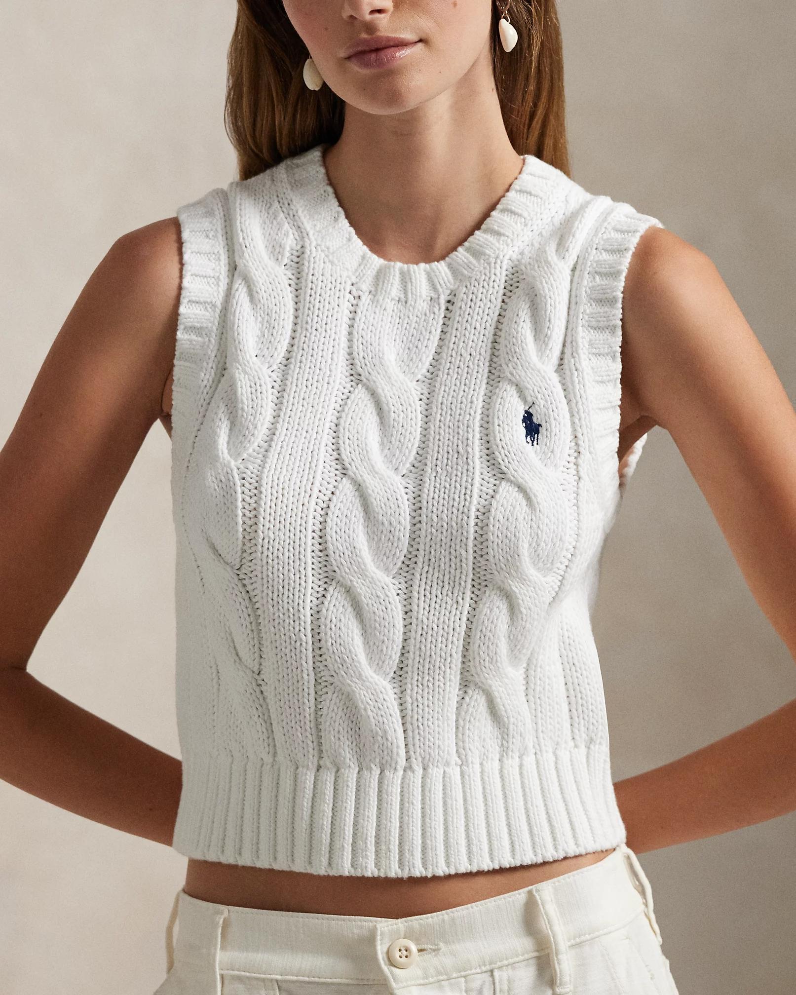 Gilet corto in cotone a trecce