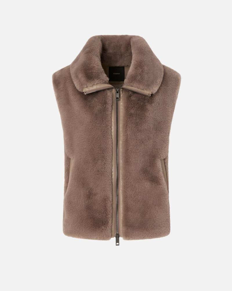 Gilet effetto pelliccia con zip 105107A2WN D01 PINKO 