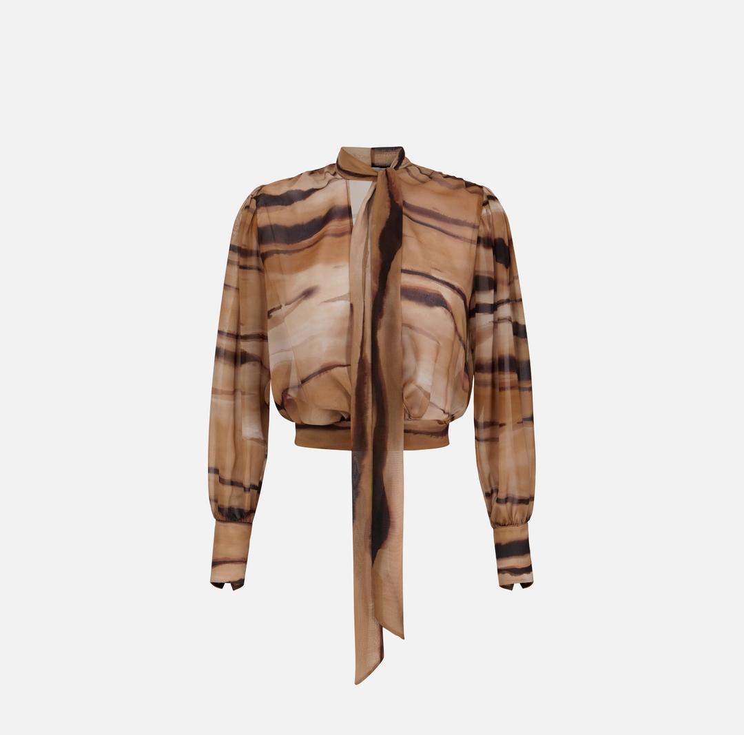 Blusa in chiffon con stampa tigre<BR/> CA16062E2 570 ELISABETTA FRANCHI 