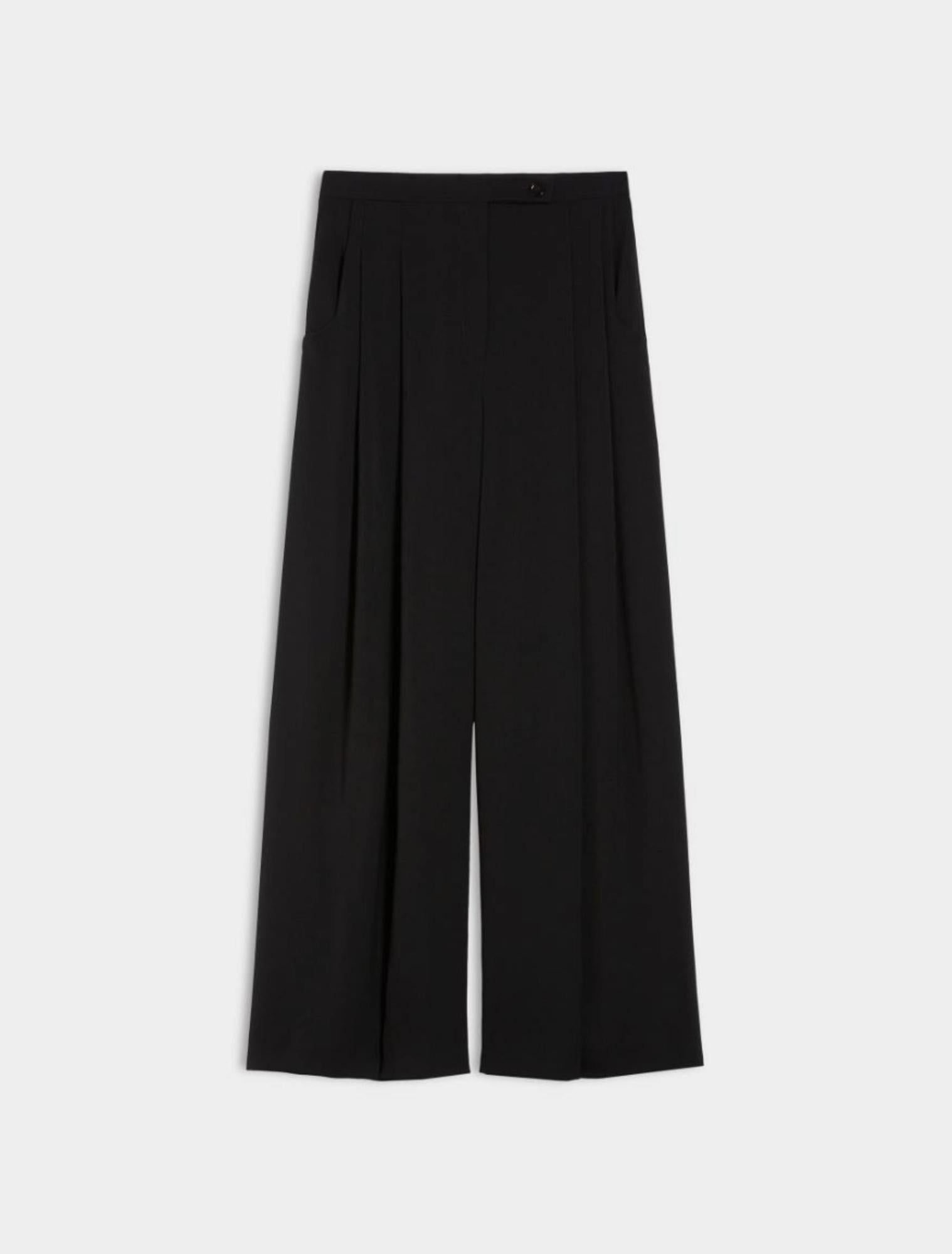 Pantaloni donna in crêpe fluido linea wide leg