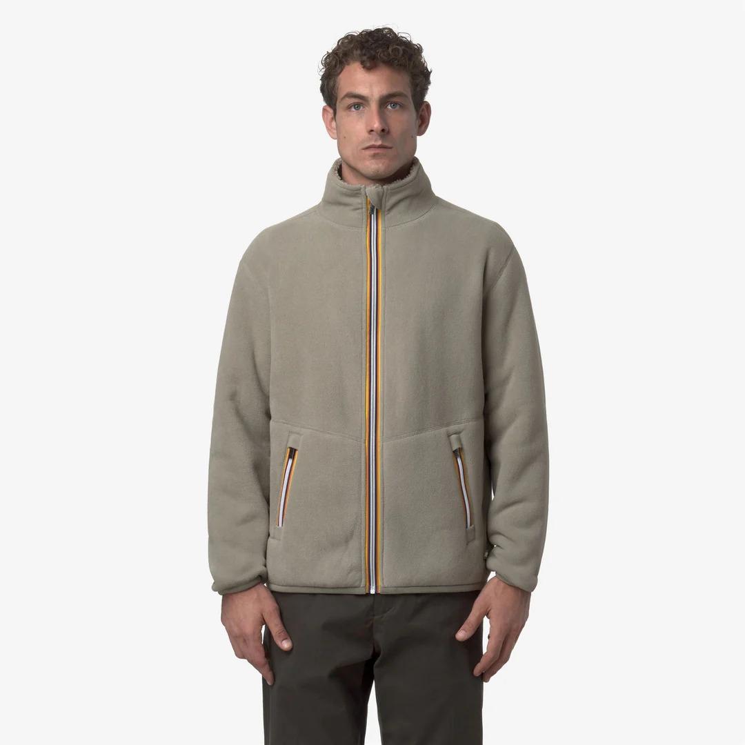 PASCAL SHERPA POLAR REVERSIBLE<BR/>GREEN OAK-GREEN OAK<BR/>Giacca reversibile in pile verde da uomo con sherpa e pile polare K3132PW B35 K-WAY 