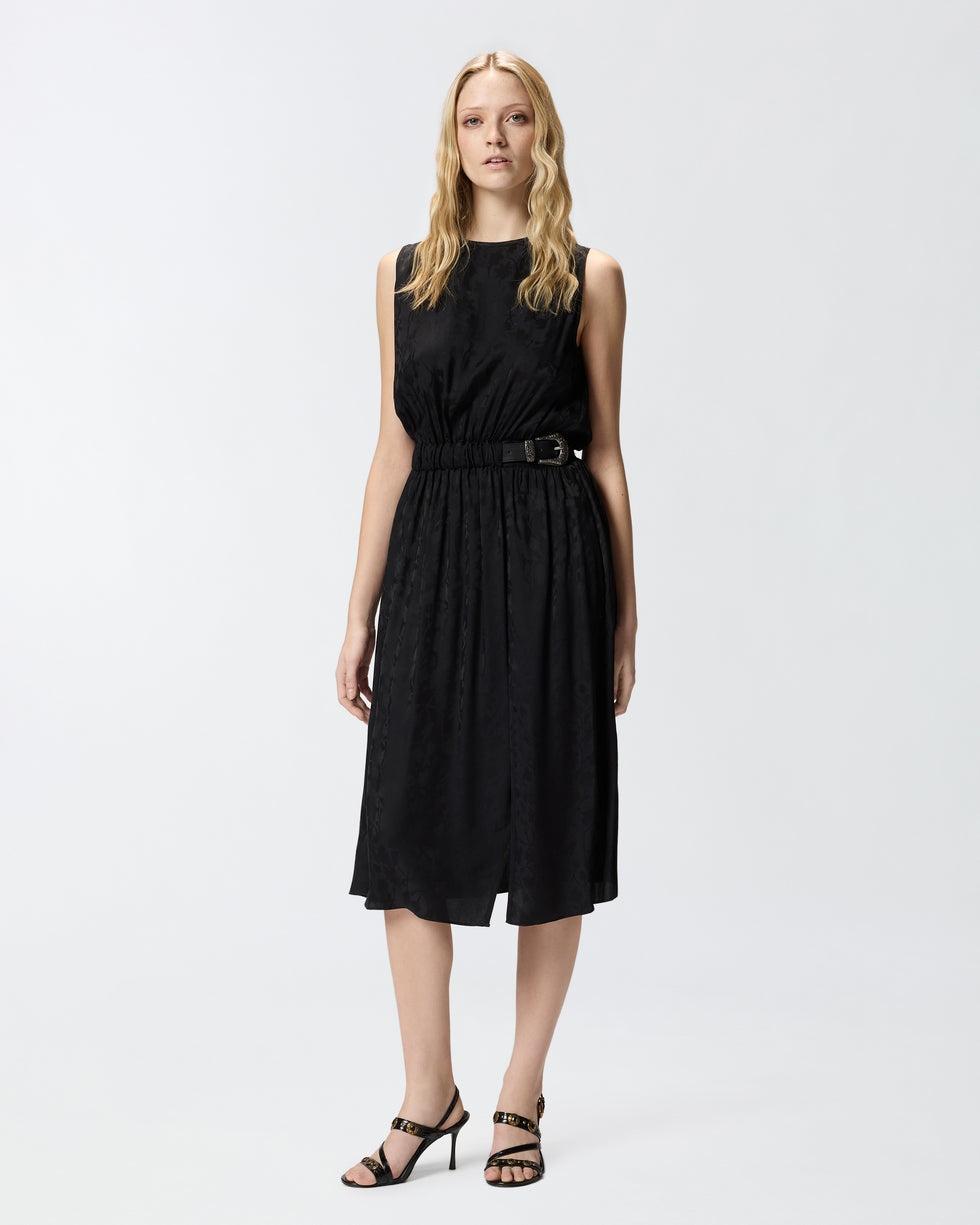 Abito midi smanicato in jacquard floreale con cintura<BR/> 106801A3AN Z99 PINKO 