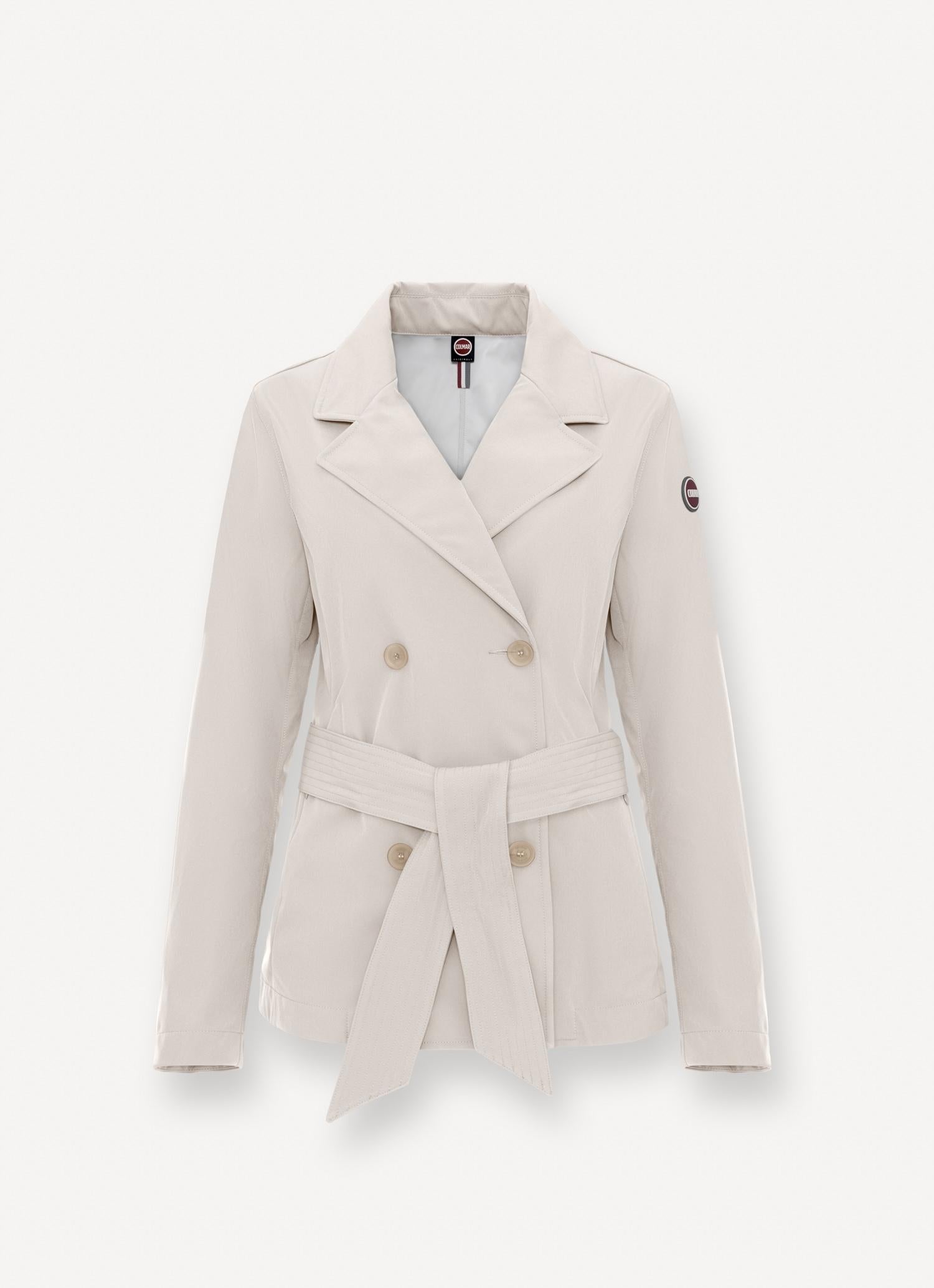 Trench corto in softshell con cintura
