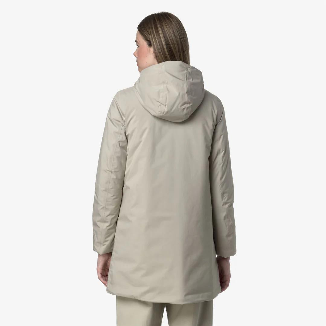 SOPHIE SOFT TOUCH MARMOTTA<BR/>BEIGE CASHMERE-GREY GOAT<BR/>Giacca isolante beige di media lunghezza da donna K71326W B2X K-WAY 