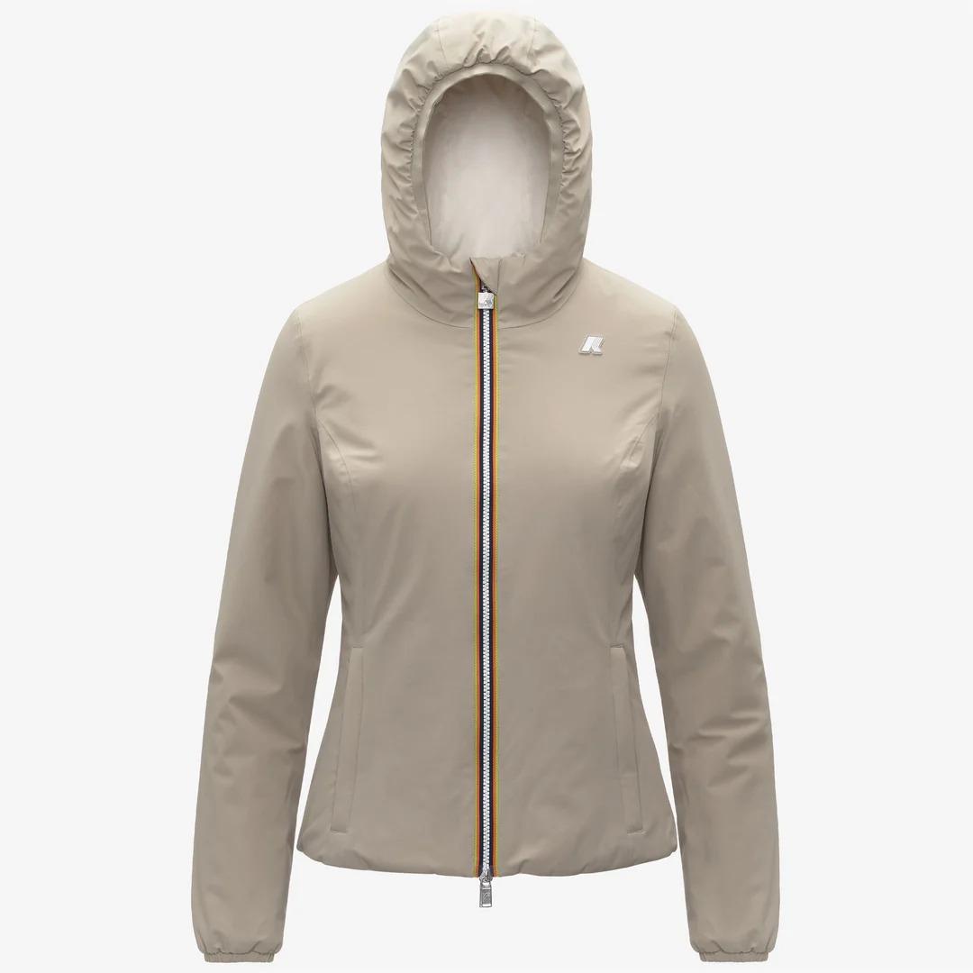 LILY ST WARM REVERSIBLE<BR/>BEIGE CASHMERE-WHITE GARDENIA<BR/>Giacca corta impermeabile reversibile da donna K6128TW BBA K-WAY 
