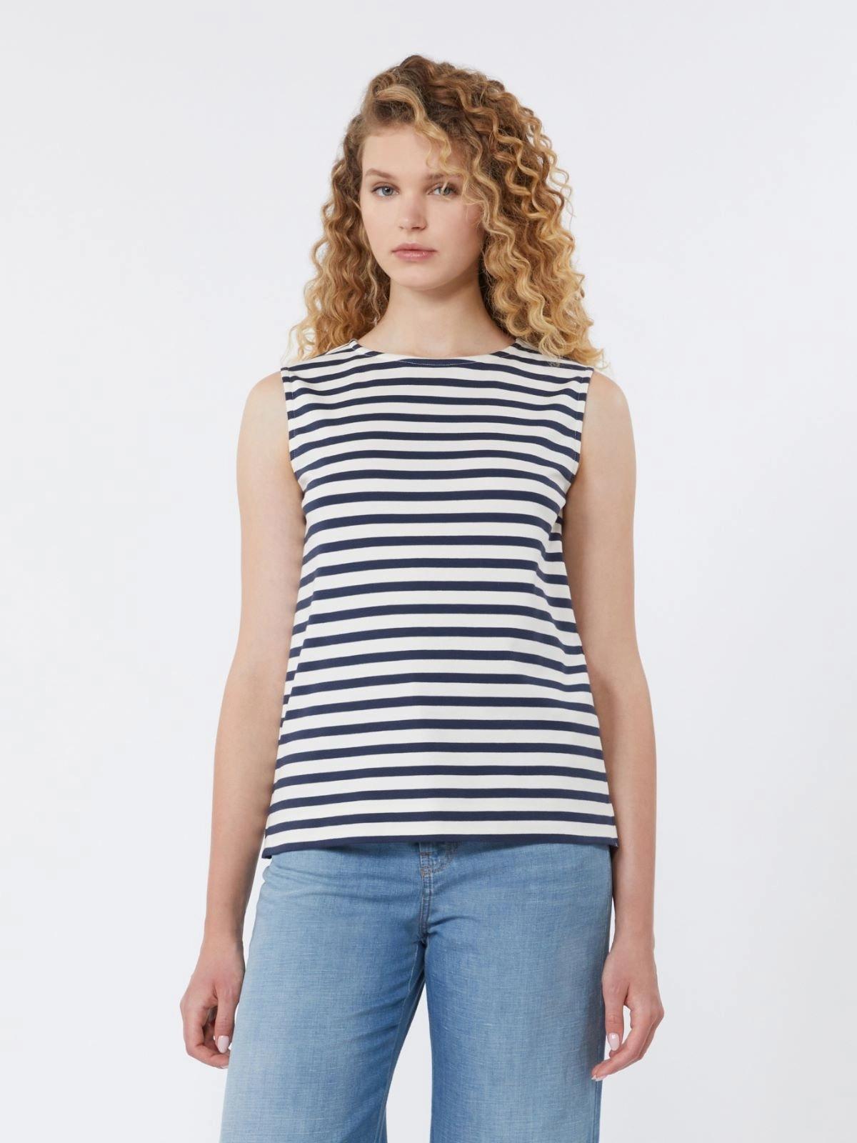 Top smanicato in jersey interlock - BLU<BR/> WKDMULTIH 011 WEEKEND 