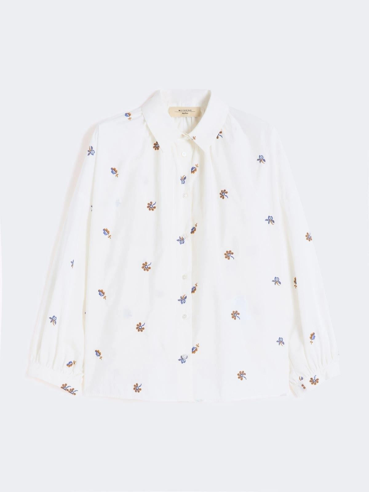 Camicia in popeline con ricami - BIANCO<BR/> WKDBUTTERFLY 001 WEEKEND 