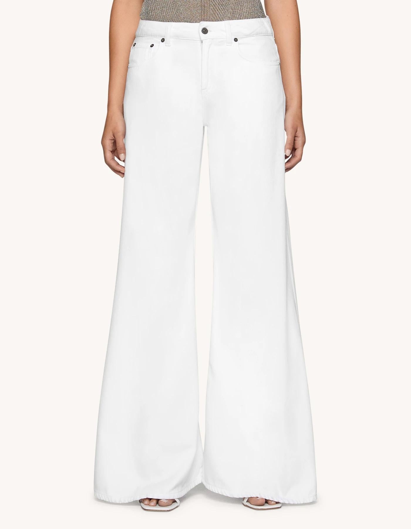 Jeans Marlen wide leg in bull fisso cotone e lyocell