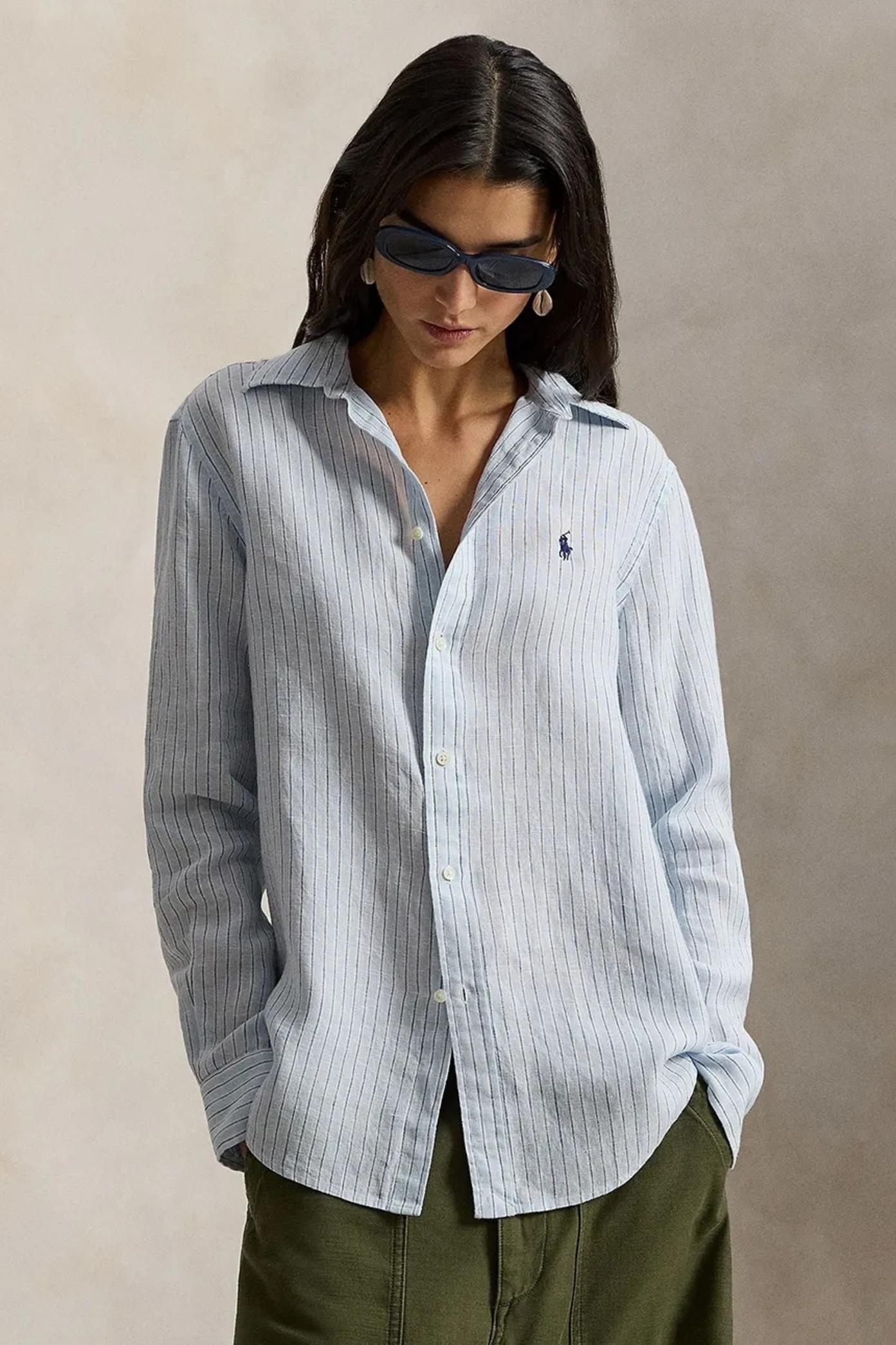Camicia donna in lino a righe 211A96158 003 RALPH LAUREN 