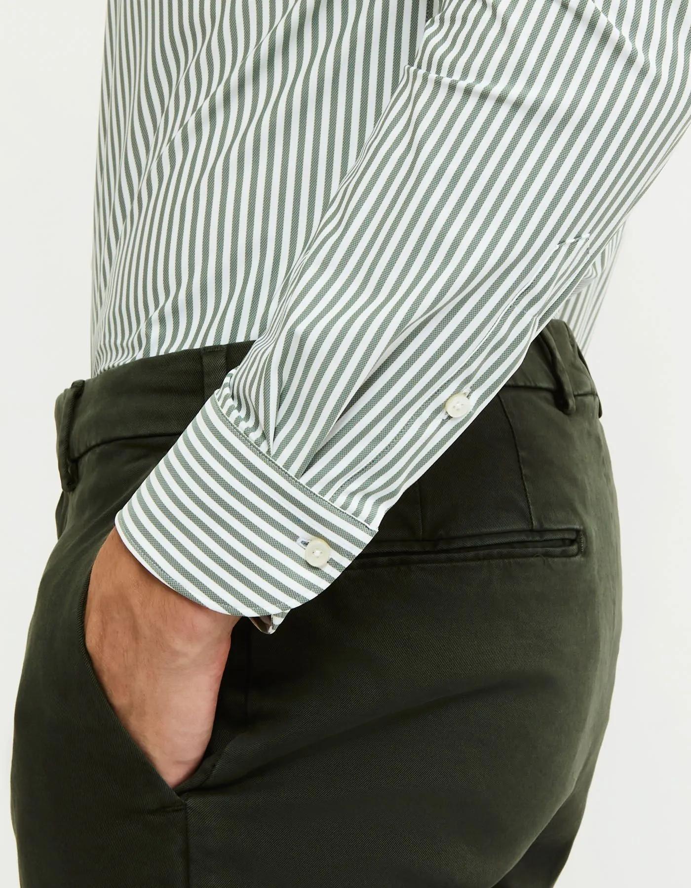 Camicia Collo francese piccolo Righe Armaturato Verde salvia<BR/> ACT53191609 003 XACUS 