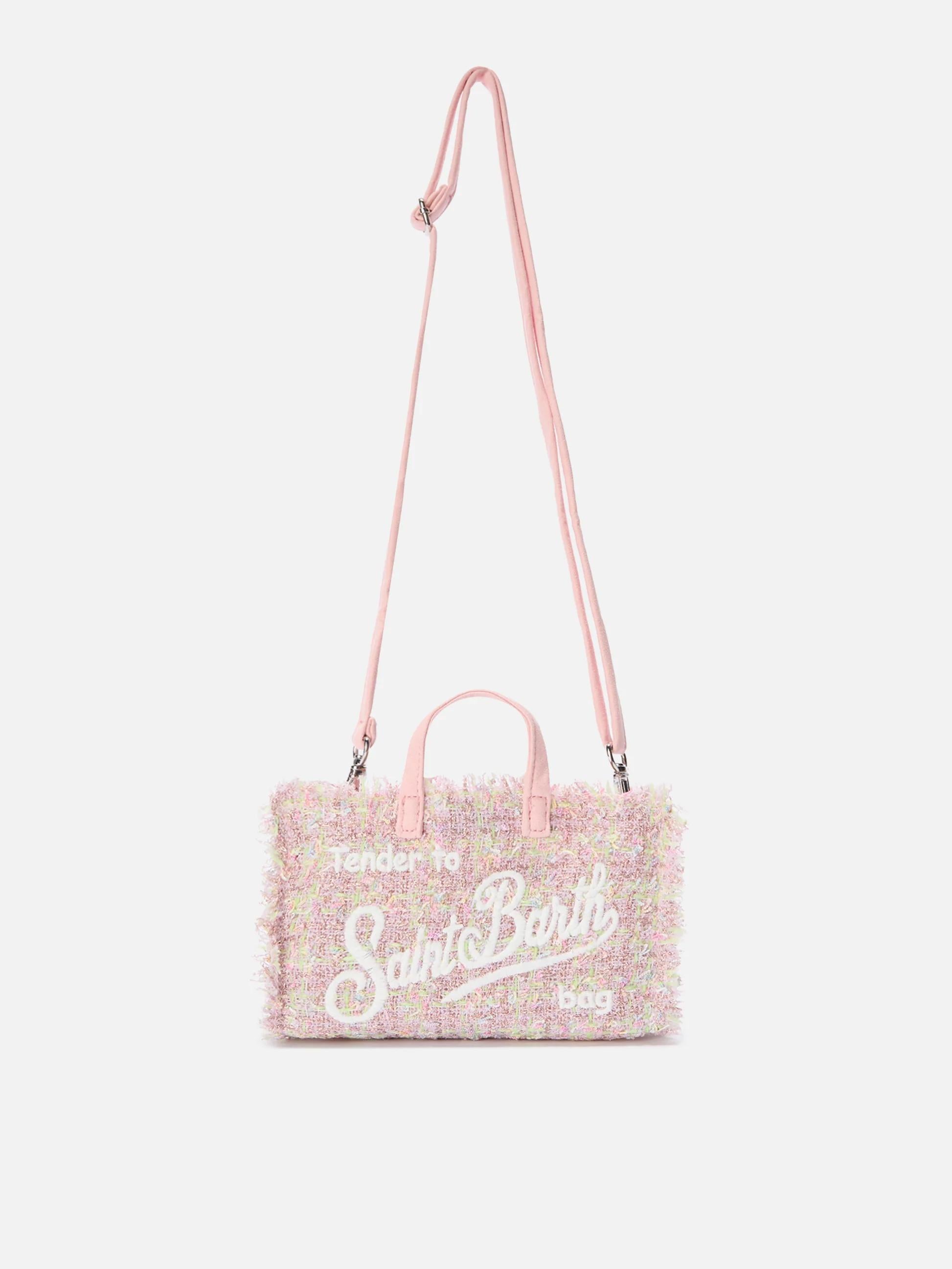 Mini borsa porta telefono Phone Bag Tweed lurex rosa<BR/> PHONE007 00267I MC2 SAINT BARTH 