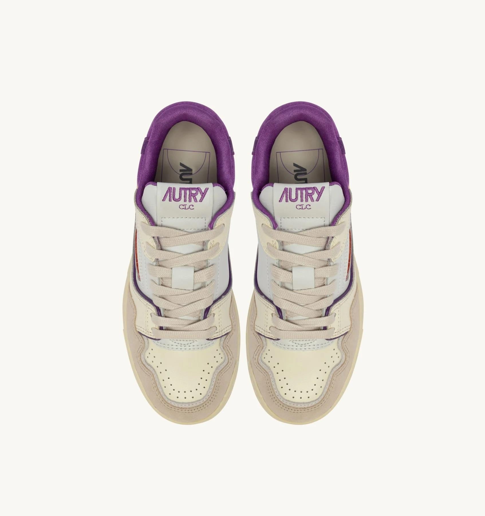 SNEAKERS CLC LOW IN PELLE E SUEDE BIANCO SAND E DEWBERRY<BR/> ROLW MC12 AUTRY ACTION SHOES 