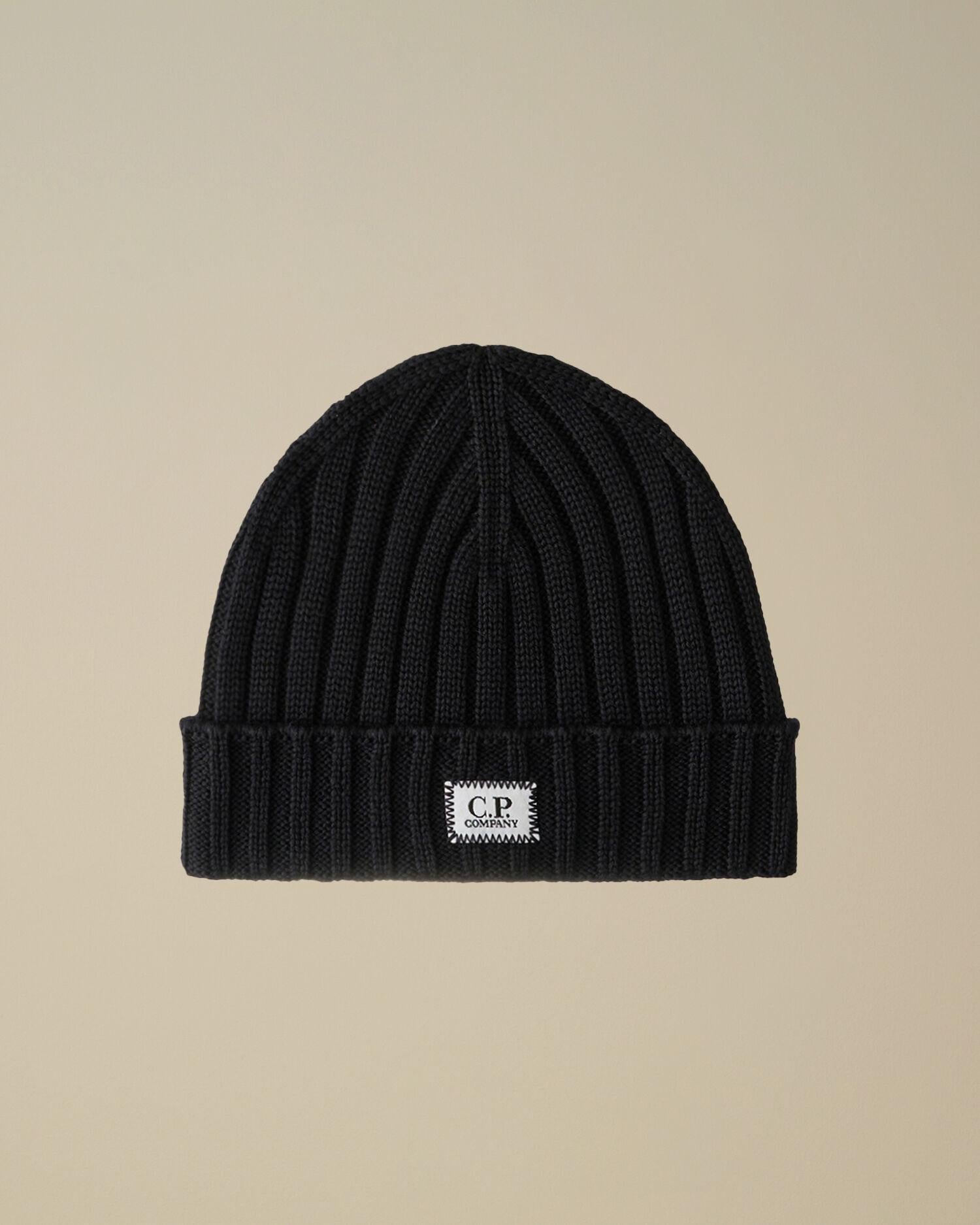 Extrafine Merino Wool Logo Beanie CMAC738A 999 C.P. COMPANY 