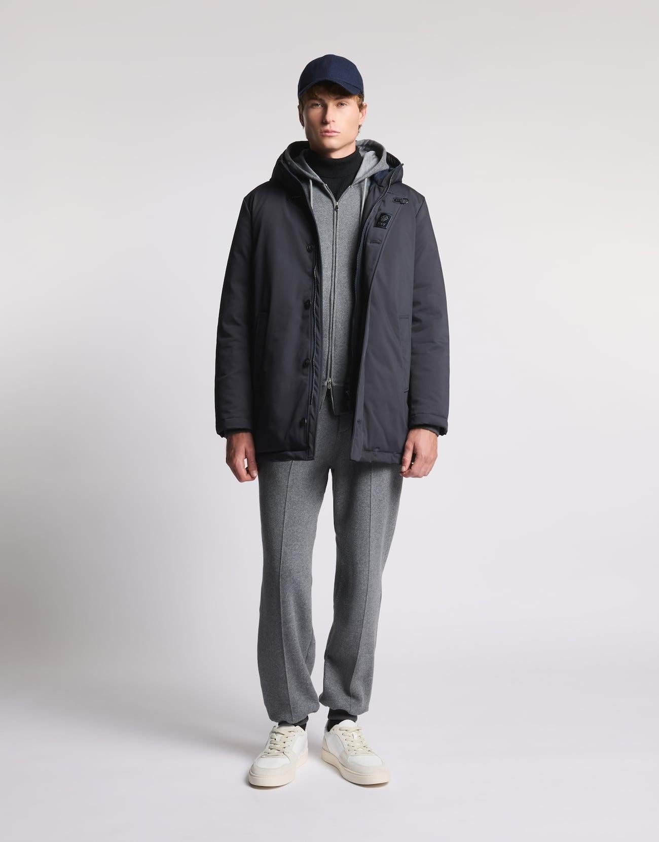 Caban in Gabardine Imbottito in Piuma<BR/> NAM36510130XLB U807 FAY 