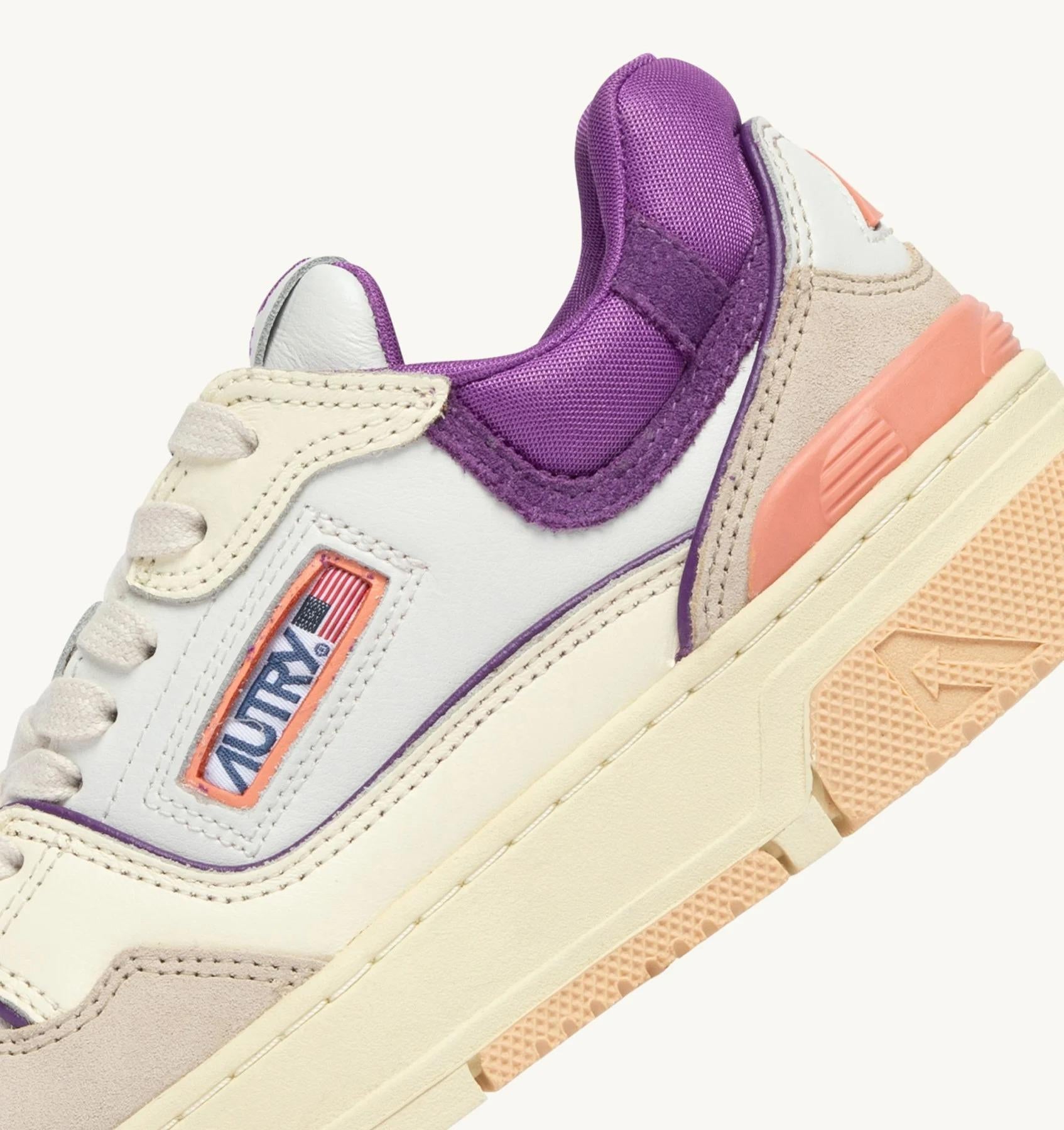 SNEAKERS CLC LOW IN PELLE E SUEDE BIANCO SAND E DEWBERRY<BR/> ROLW MC12 AUTRY ACTION SHOES 