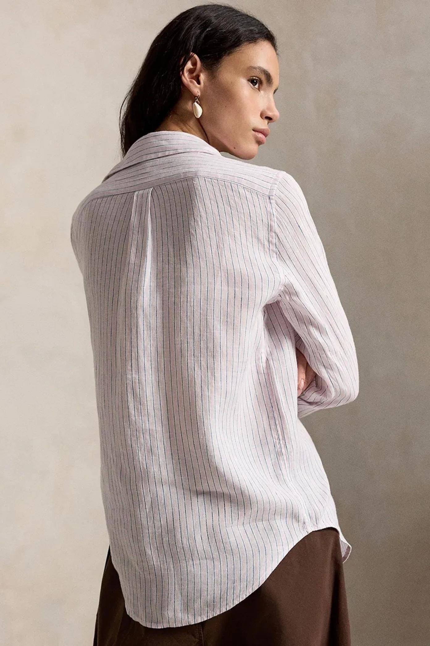 Camicia donna in lino a righe 211A96158 011 RALPH LAUREN 