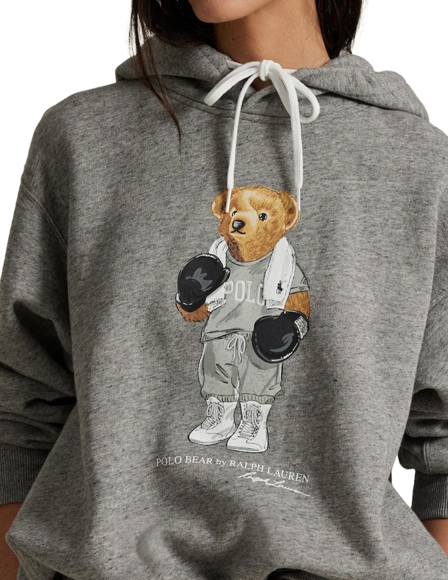 Felpa in cotone con cappuccio e stampa Bear 211971713 001 RALPH LAUREN 