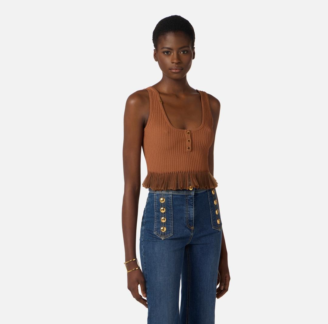 Top in maglia à jour<BR/> TK74B61E2 600 ELISABETTA FRANCHI 