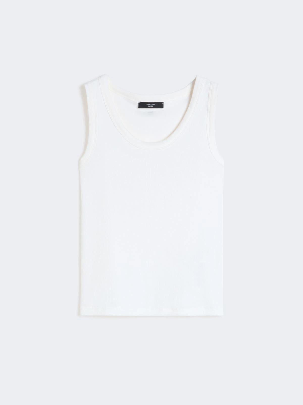 Top in cotone stretch - Bianco<BR/> WKDMULTIC 001 WEEKEND 