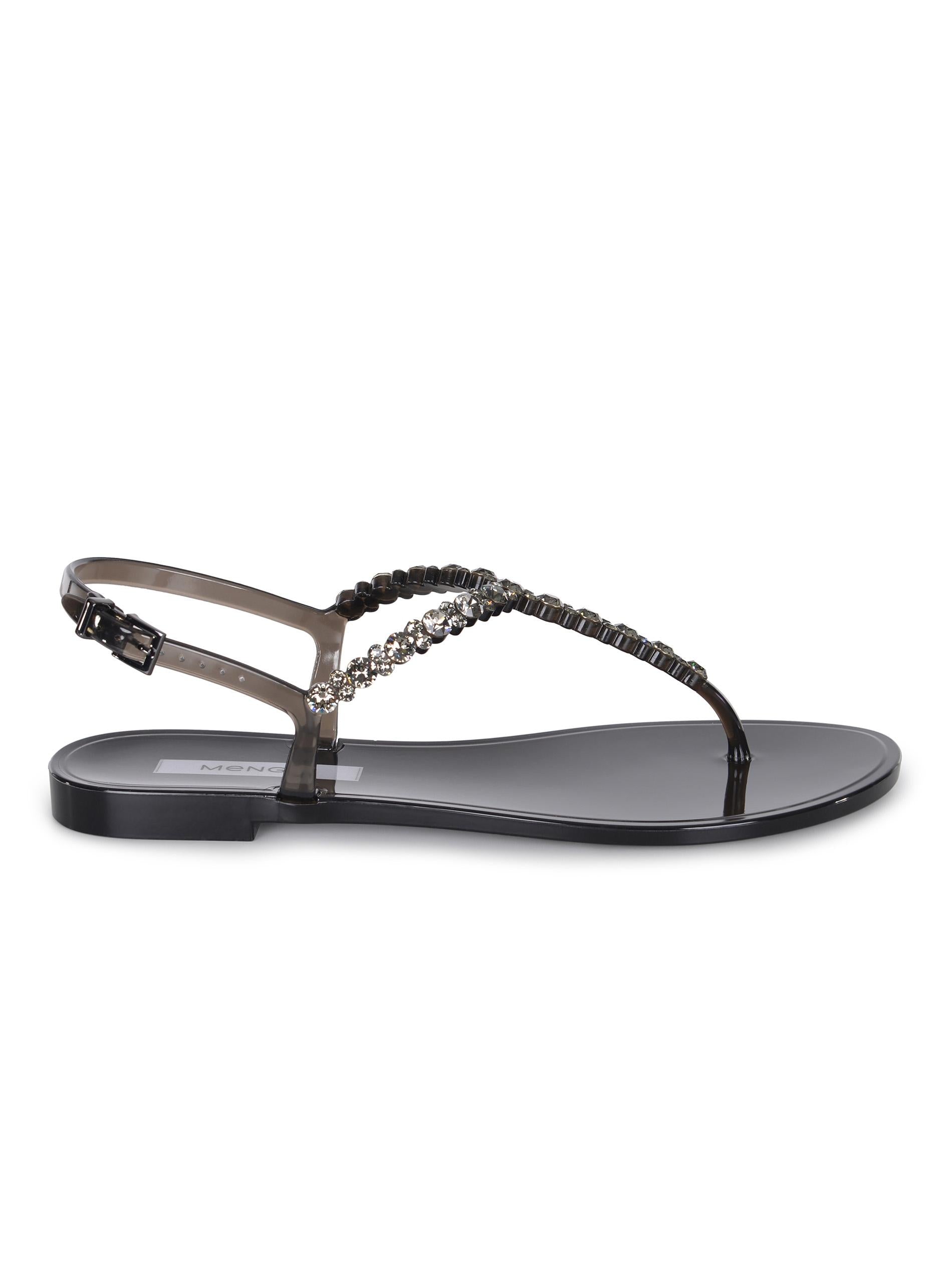 Sandalo donna in gomma con strass 102/SW BLACKGEL MENGHI 