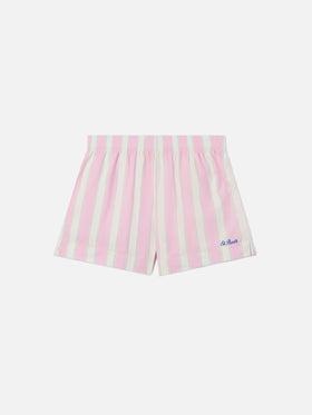 Shorts Meave in cotone a righe rosa<BR/> MEA002 00897L MC2 SAINT BARTH 