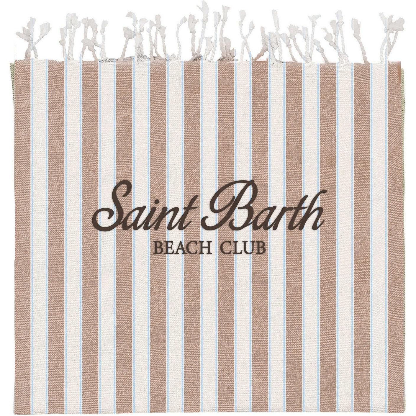 Telo mare Foutas Lighta righe beige e bianco con logo ricamato FOUL002 02597L MC2 SAINT BARTH 