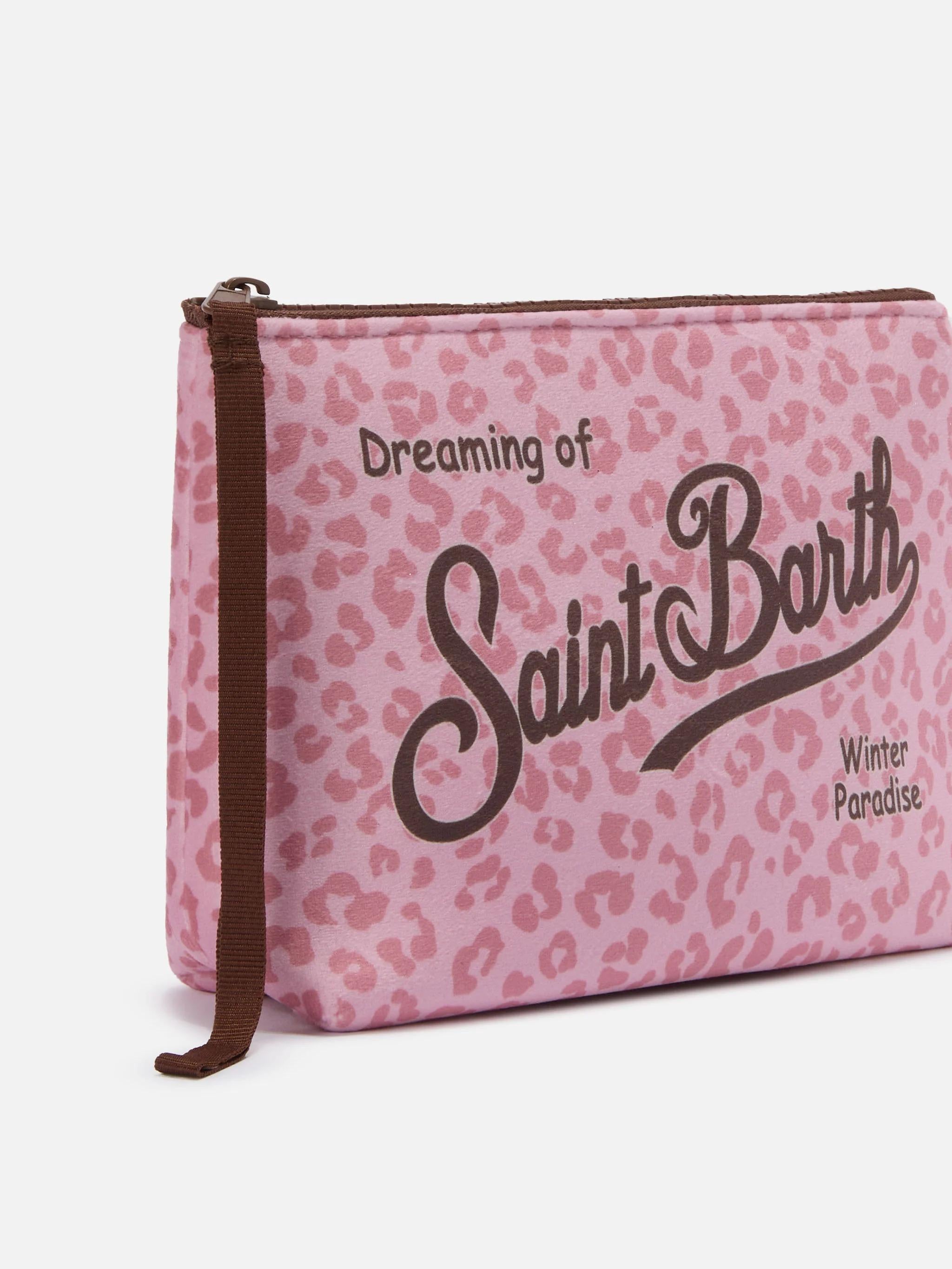 Pochette Aline effetto lana con stampa leopardata rosa ALI0002 01237I MC2 SAINT BARTH 