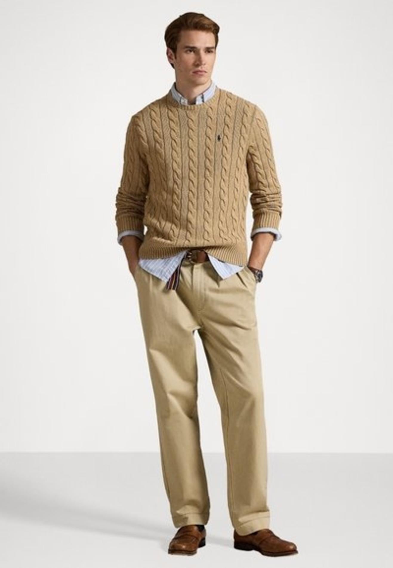 Maglia uomo in cotone motivo a trecce 710775885 014 RALPH LAUREN 