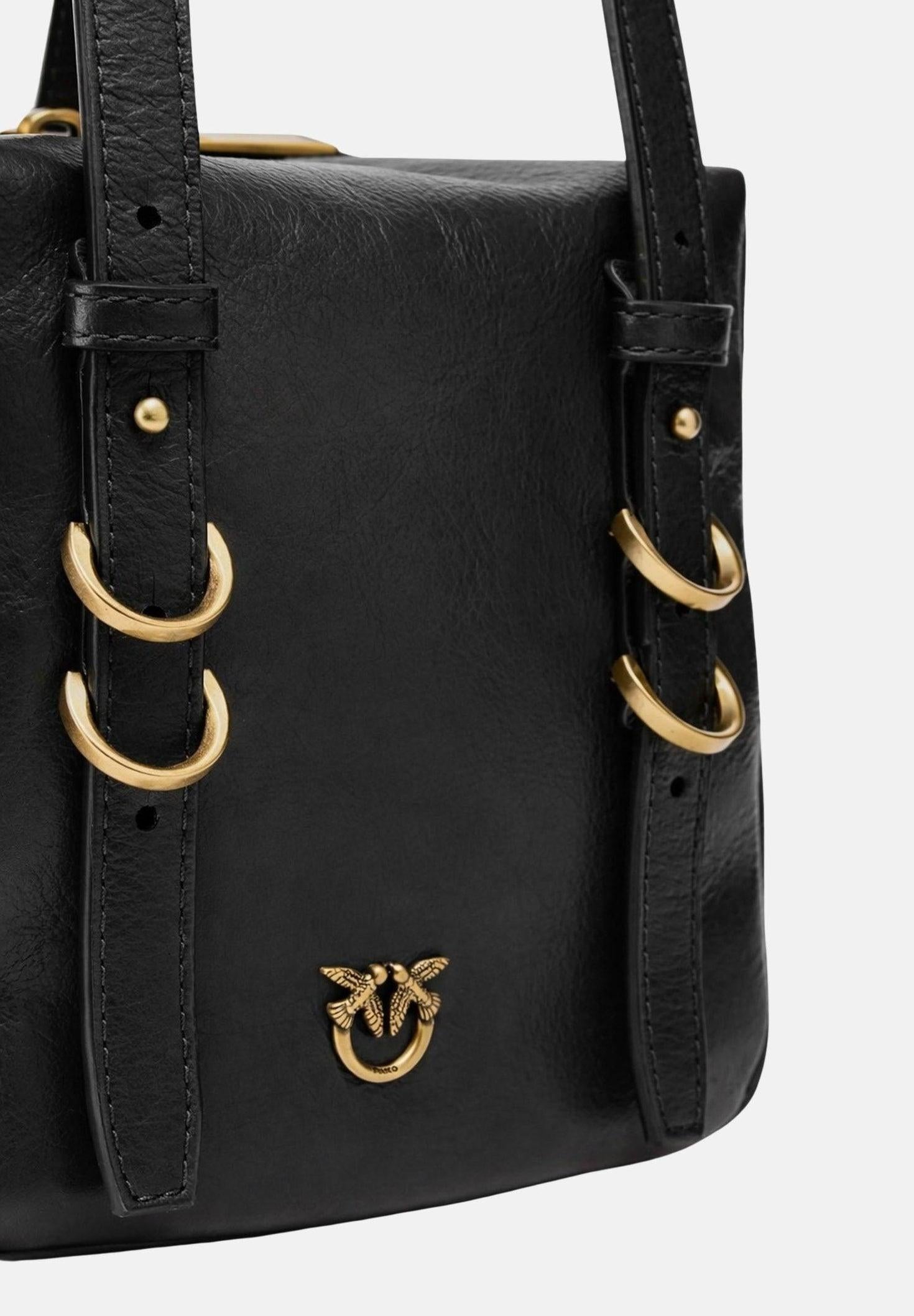 Borsa a tracolla piccola Cubic Bag in pelle shiny<BR/> 106465A315 Z99Q PINKO 