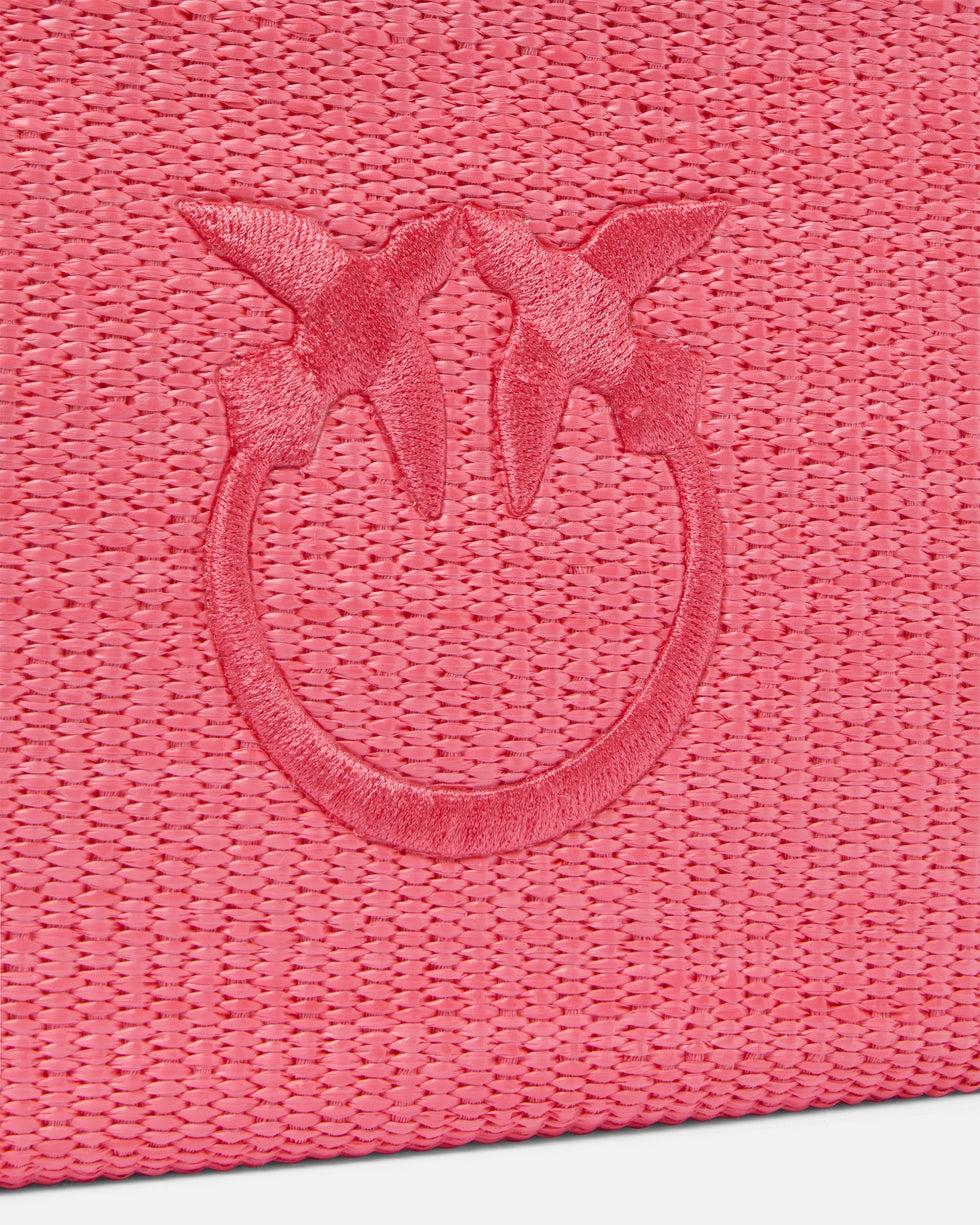 Pochette in rafia con logo Love Birds<BR/> 106763A39Y N17Q PINKO 