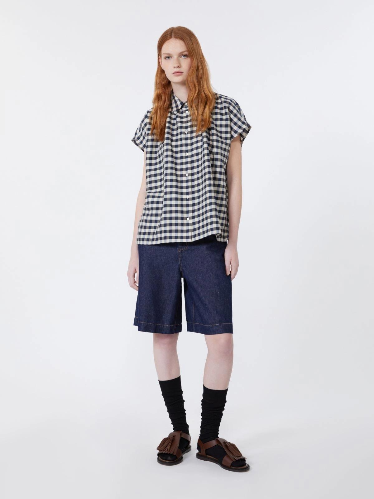 Bermuda in denim di cotone e lino - Blu<BR/> WKDOZONO 001 WEEKEND 