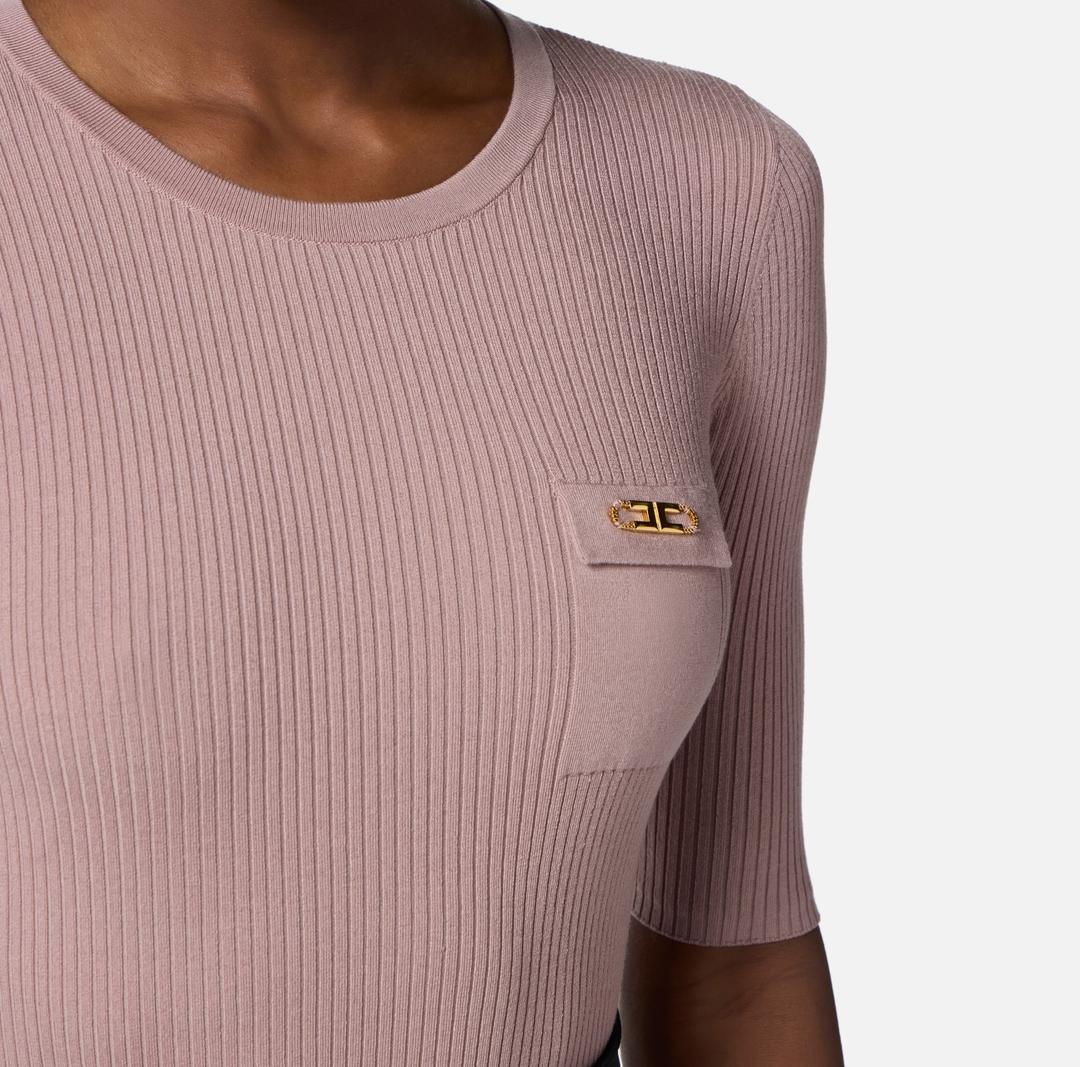 Maglia a costine con taschino logato MK10B56E2 EA6 ELISABETTA FRANCHI 