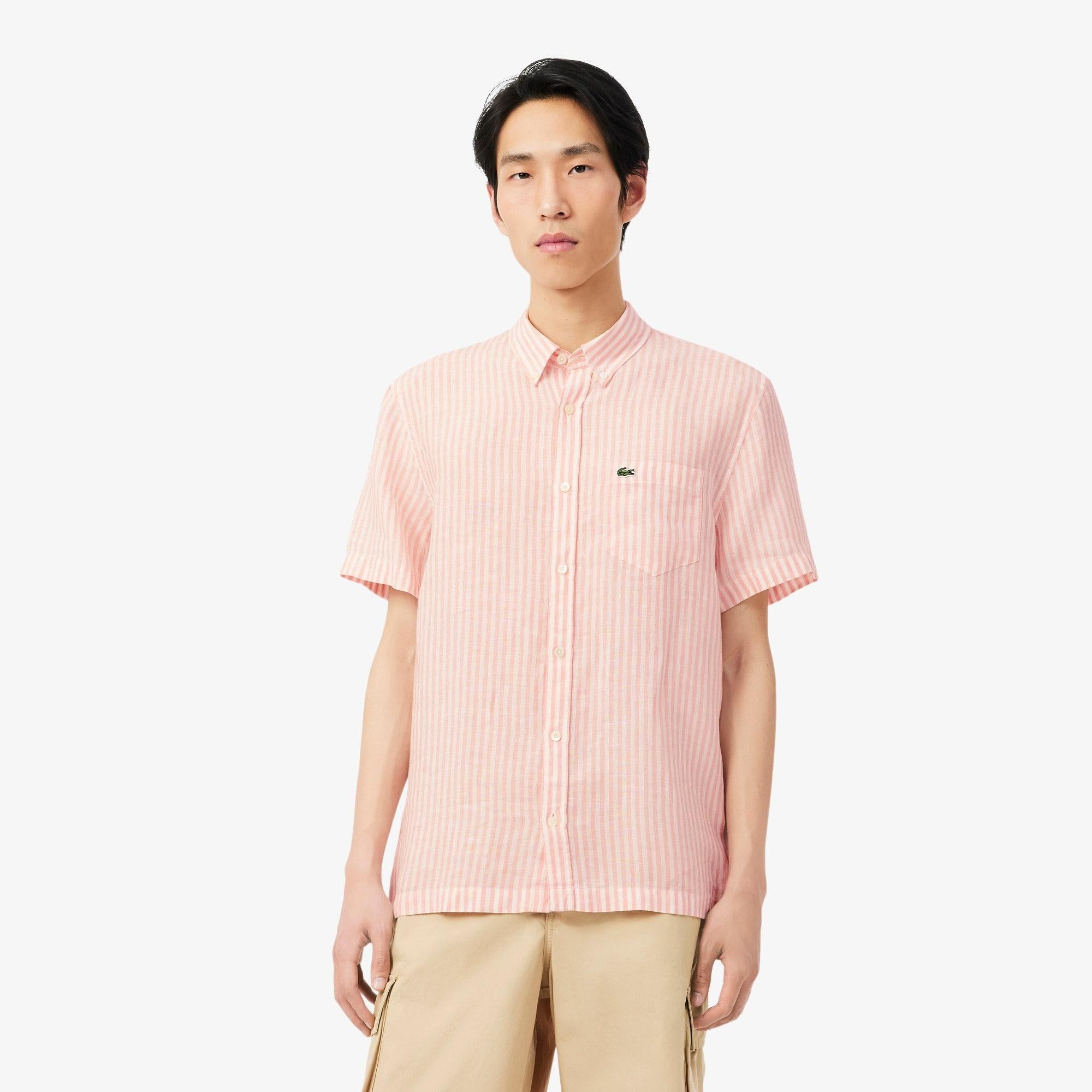 Camicia in lino a maniche corte CH8061 TIM LACOSTE 