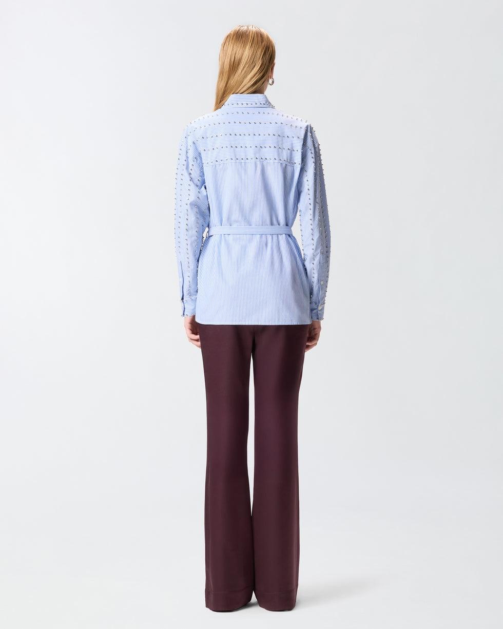 Camicia a righe con decorazione gioiello<BR/> 106225A32R ZE5 PINKO 