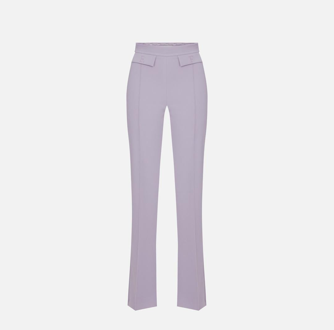 Pantaloni in doppio crêpe stretch con logo ricamato PA17161E2 EV7 ELISABETTA FRANCHI 
