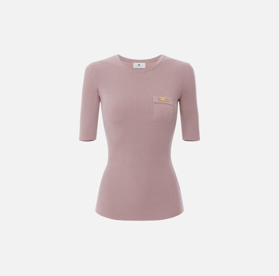 Maglia a costine con taschino logato MK10B56E2 EA6 ELISABETTA FRANCHI 
