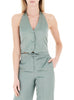 Gilet aderente misto lino rasato