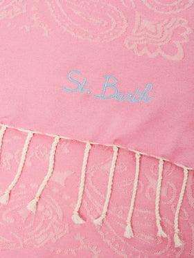 Telo mare Foutas in cotone jacquard con fantasia bandana rosa<BR/> FOUT009 02704L MC2 SAINT BARTH 