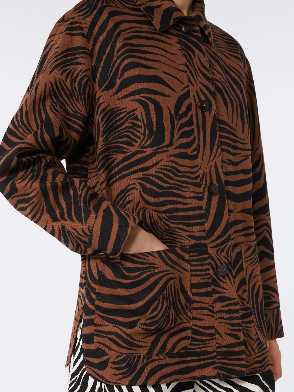 Camicia in cotone e lino stampato - Marrone<BR/> MSTPANINO 002 MAX MARA STUDIO 