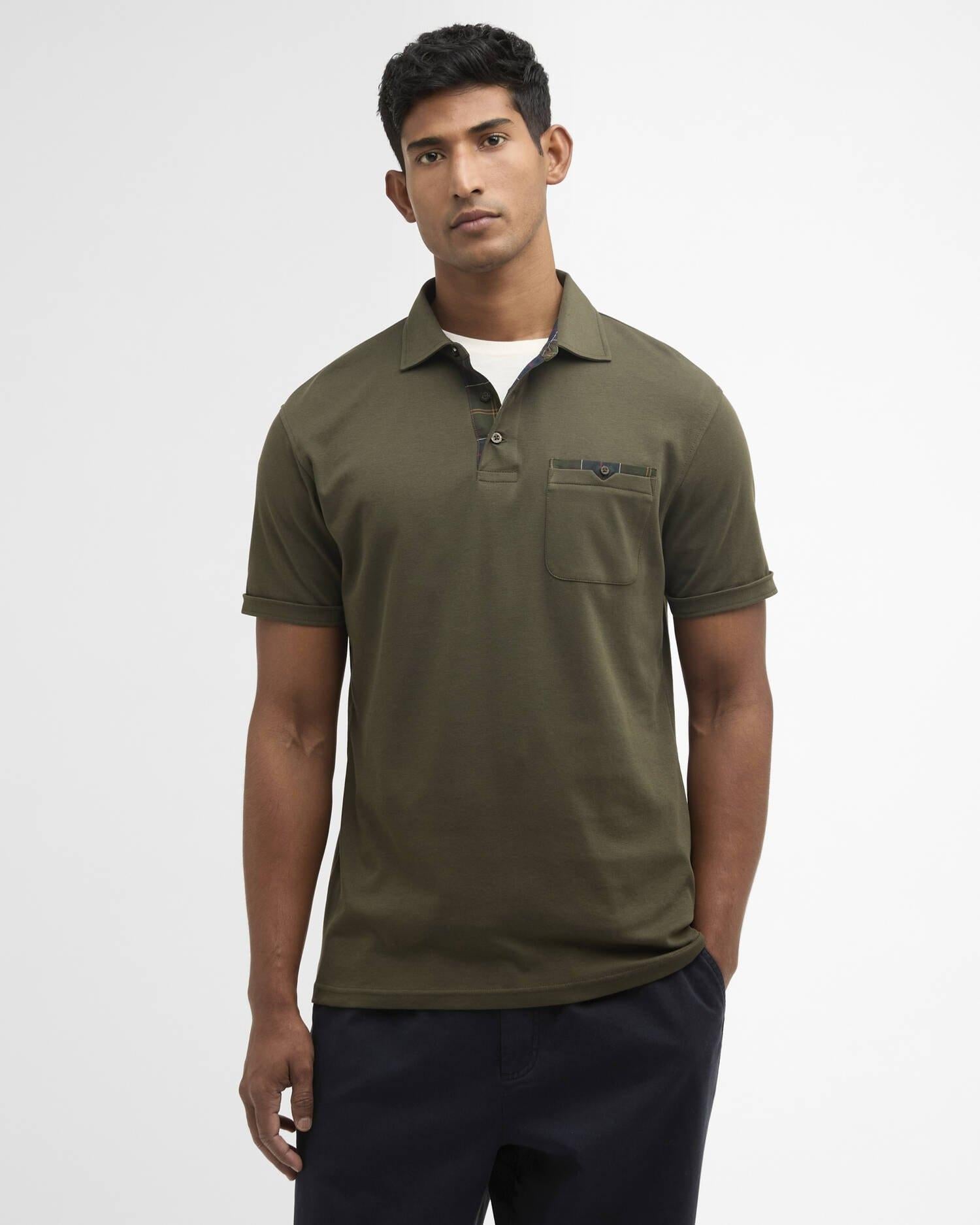 Polo Corpatch a maniche corte leggermente aderente<BR/> MML1496MML OL71 BARBOUR 