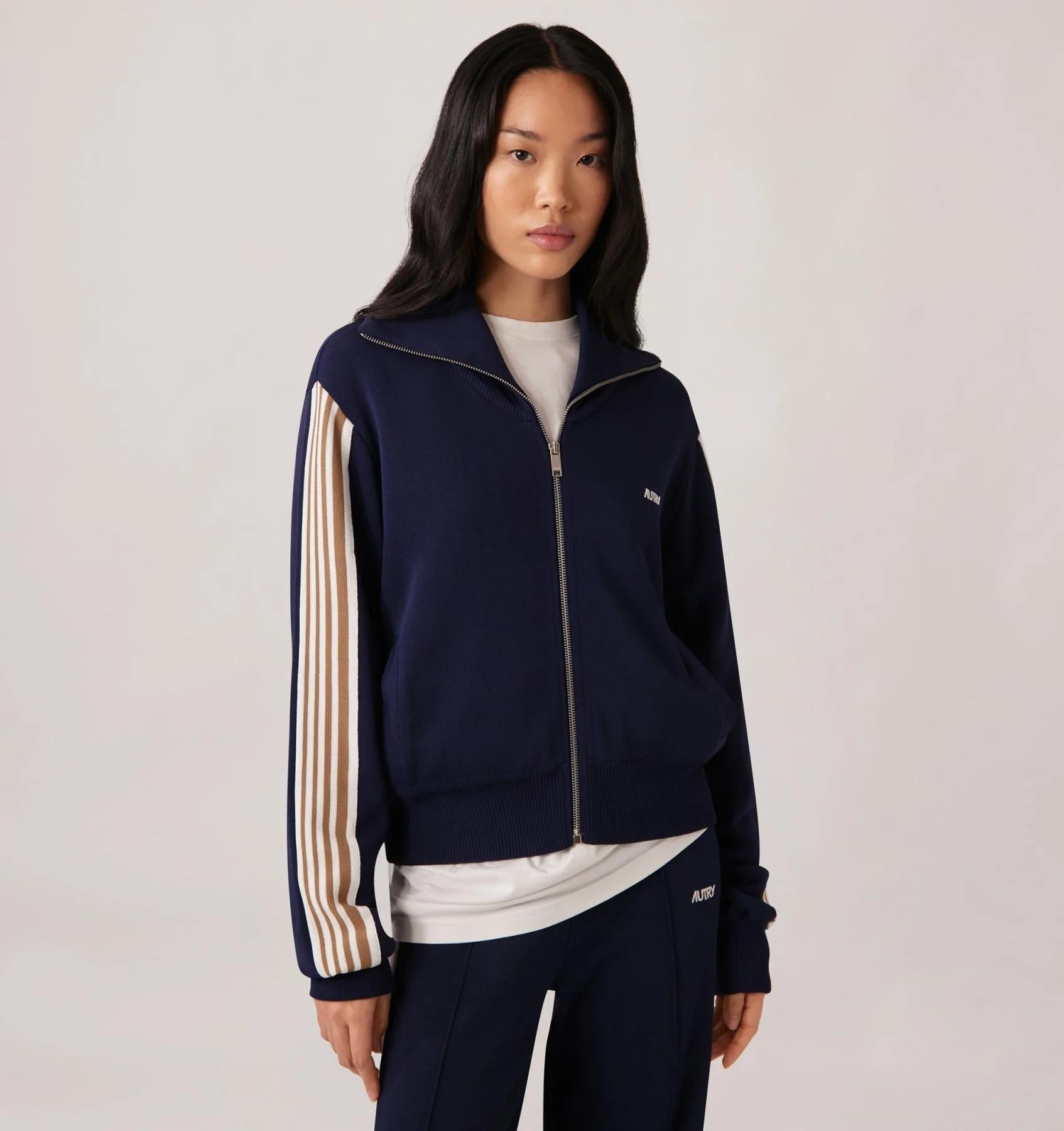GIACCA IN VISCOSA LAVORATA A MAGLIA STILE TENNIS CON ZIP DONNA<BR/> JAPW B7KB AUTRY ACTION SHOES 