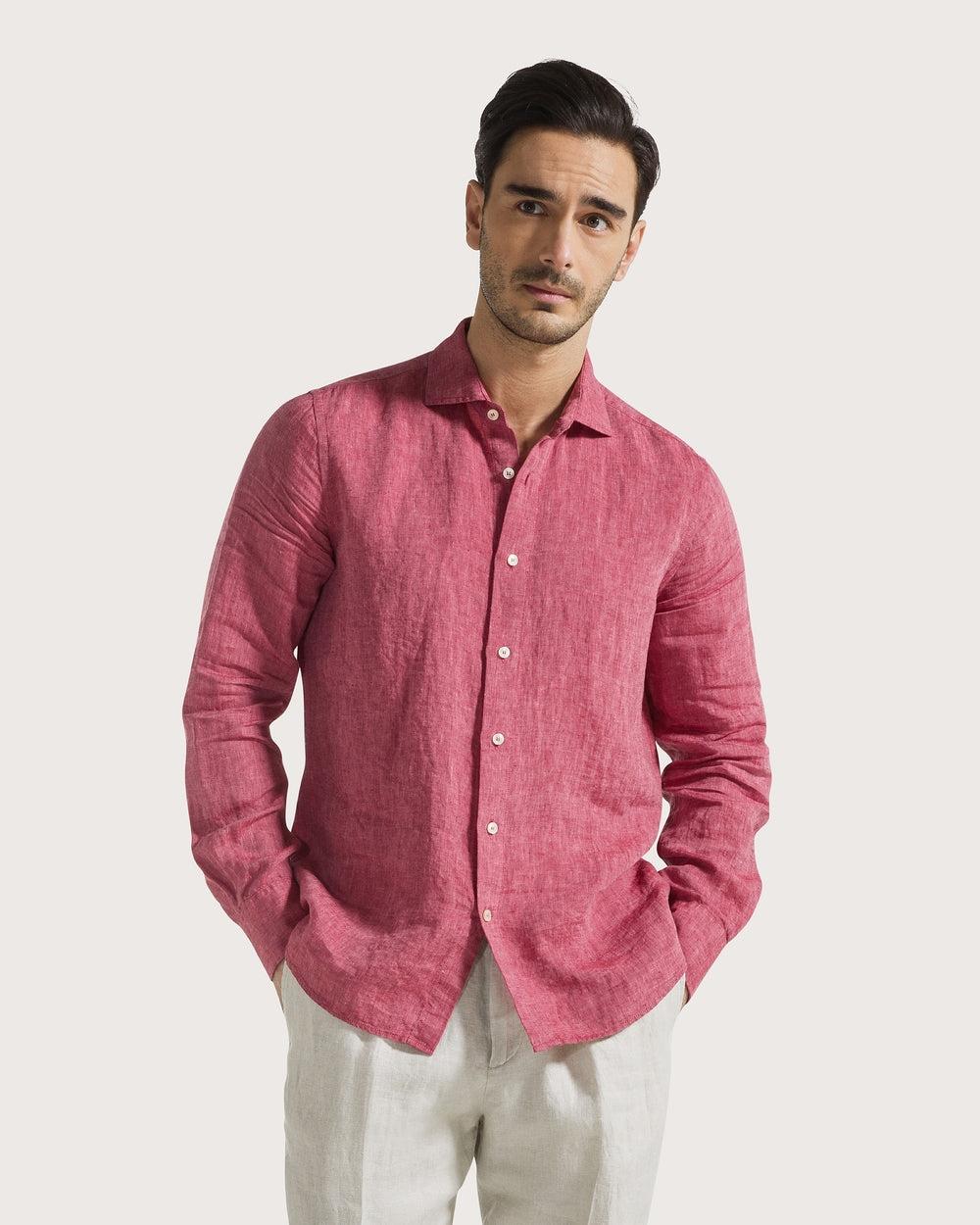 Camicia in lino tinto filo<BR/> CA0320300058 451 SEVENTY 