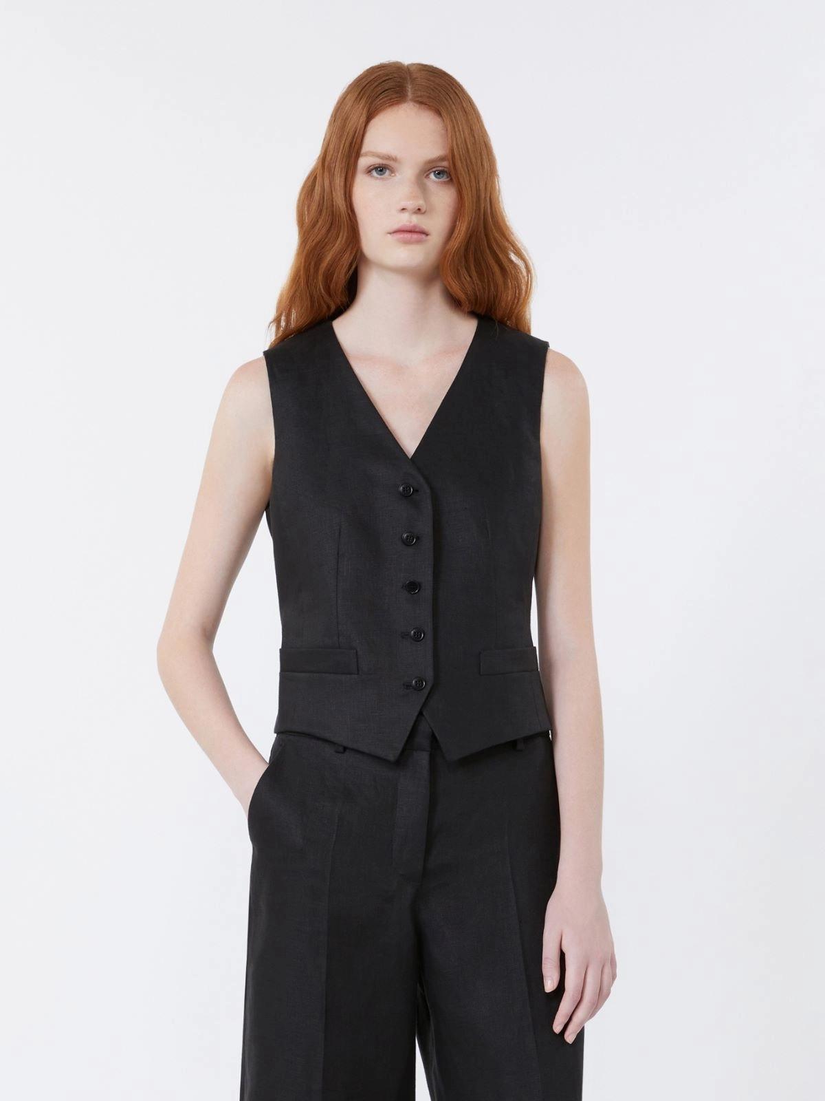Gilet in canvas di lino - NERO<BR/> WKDPACE 007 WEEKEND 