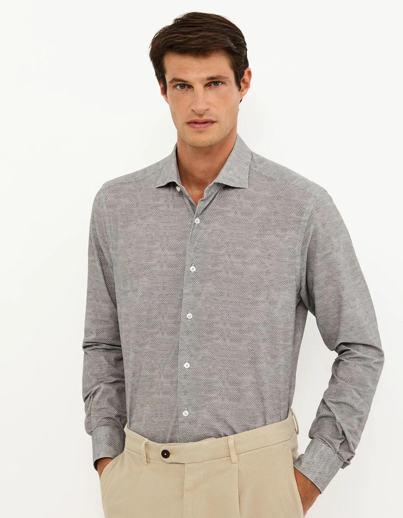 Camicia Collo francese piccolo Fantasia Armaturato Grigio<BR/> ACT53191630 001 XACUS 