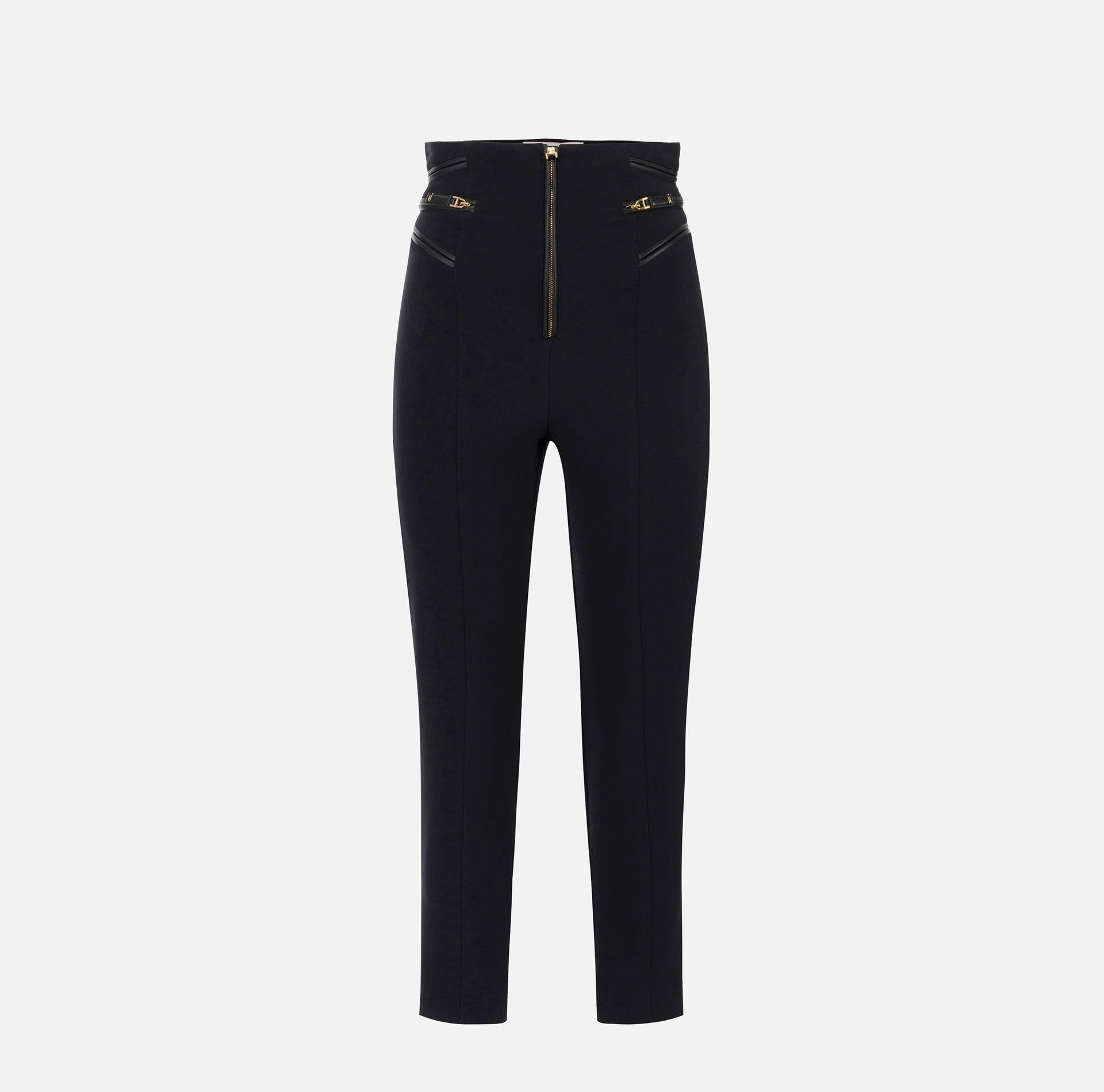 Pantaloni in crêpe con dettagli zip PA11956E2 110 ELISABETTA FRANCHI 