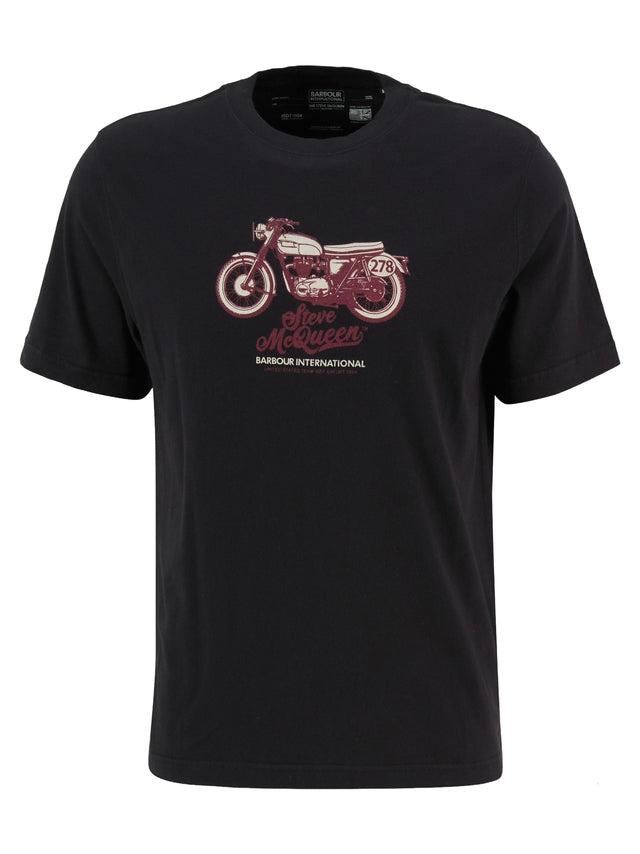 T-shirt con stampa Shifter nera<BR/> MTS1586 BK11 BARBOUR 
